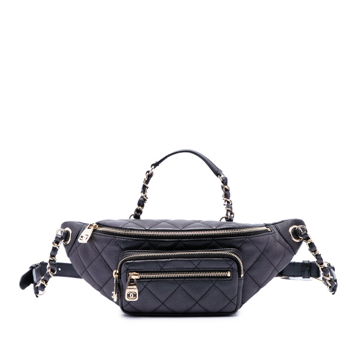 Chanel Irisé All About Waist Sac ceinture Cuir de veau Noir – vue principale – GABY PARIS