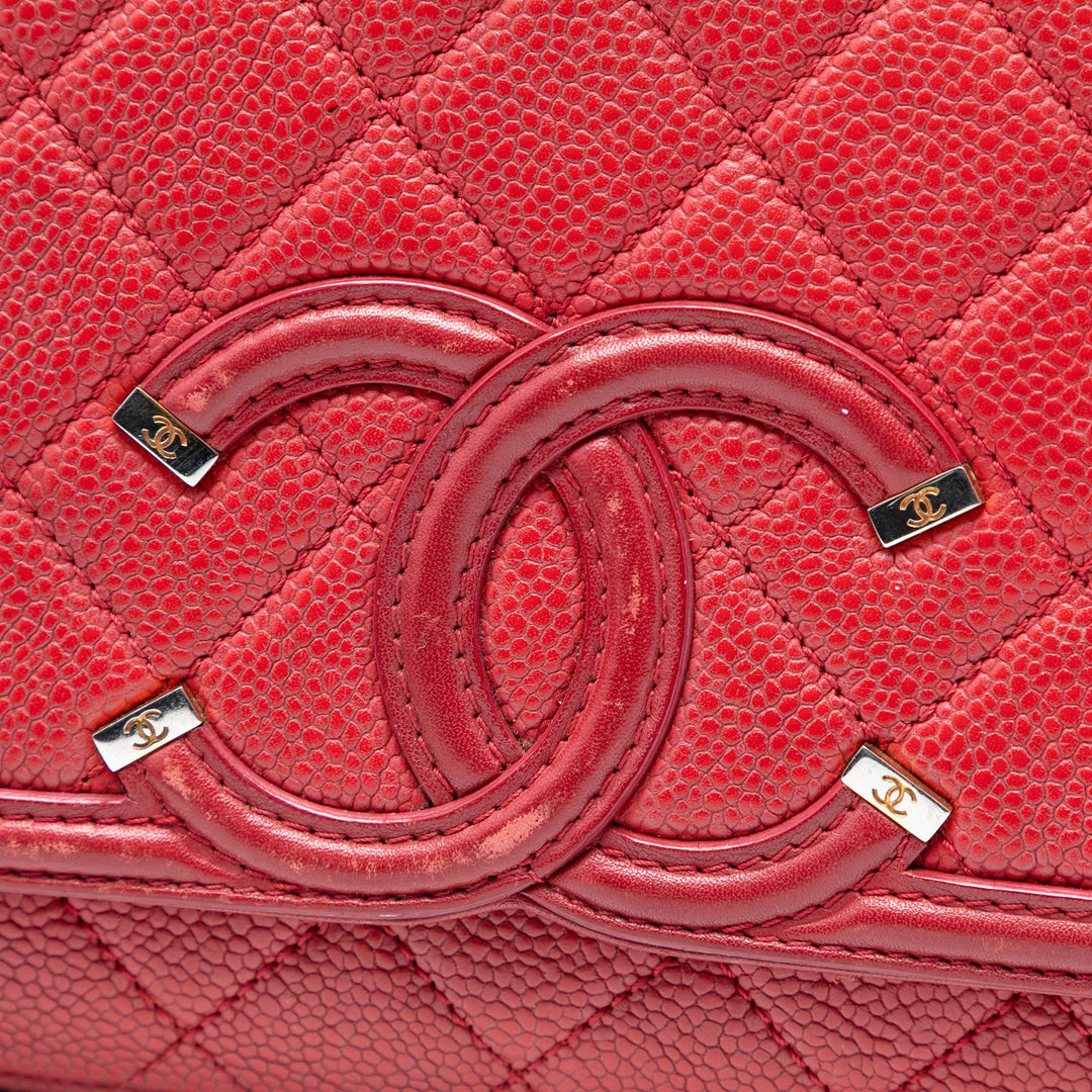 Chanel CC Filigree à rabat Moyen Cuir caviar