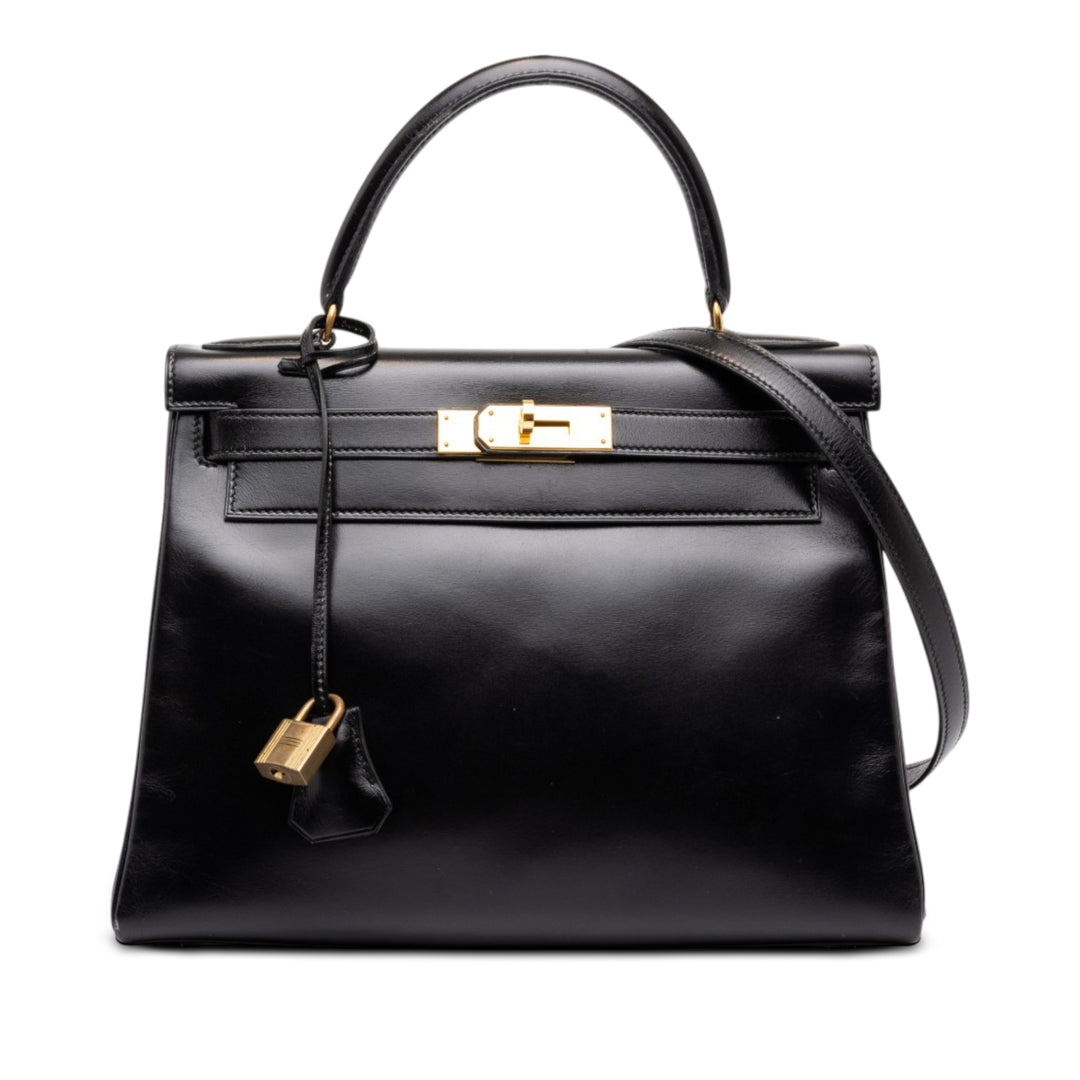 Hermès Box Veau Kelly Retourne 28 Box Noir – vue principale – GABY PARIS