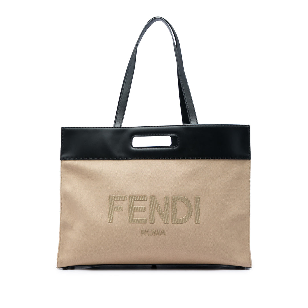 Logo Cut Out Poignée Cabas Beige
