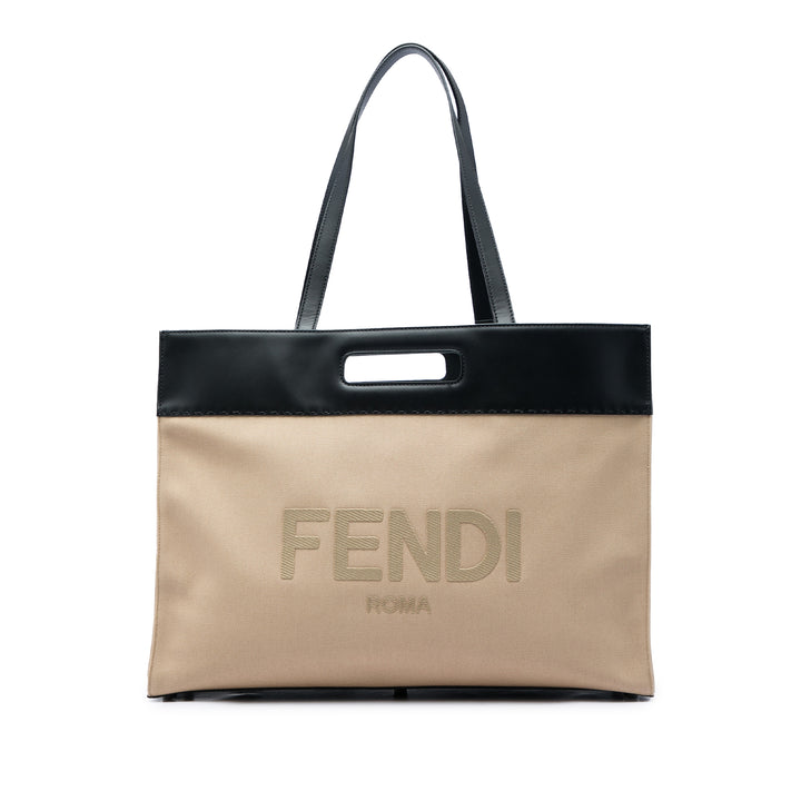 Logo Cut Out Poignée Cabas Beige