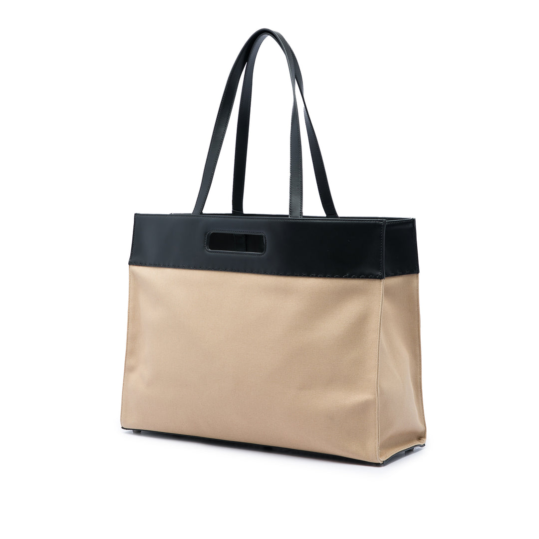 Logo Cut Out Poignée Cabas Beige