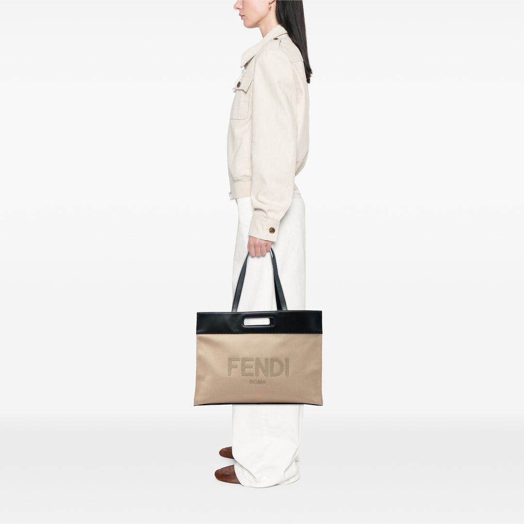 Logo Cut Out Poignée Cabas Beige