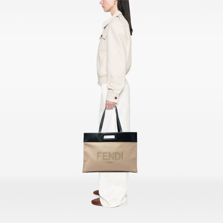 Logo Cut Out Poignée Cabas Beige