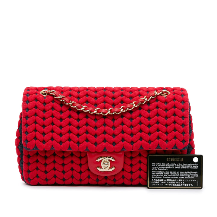 Medium Wool Braided Pattern Single Flap Red - Gaby Paris