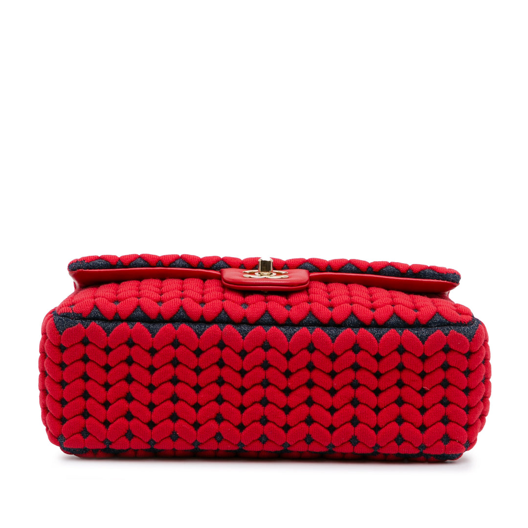 Medium Wool Braided Pattern Single Flap Red - Gaby Paris