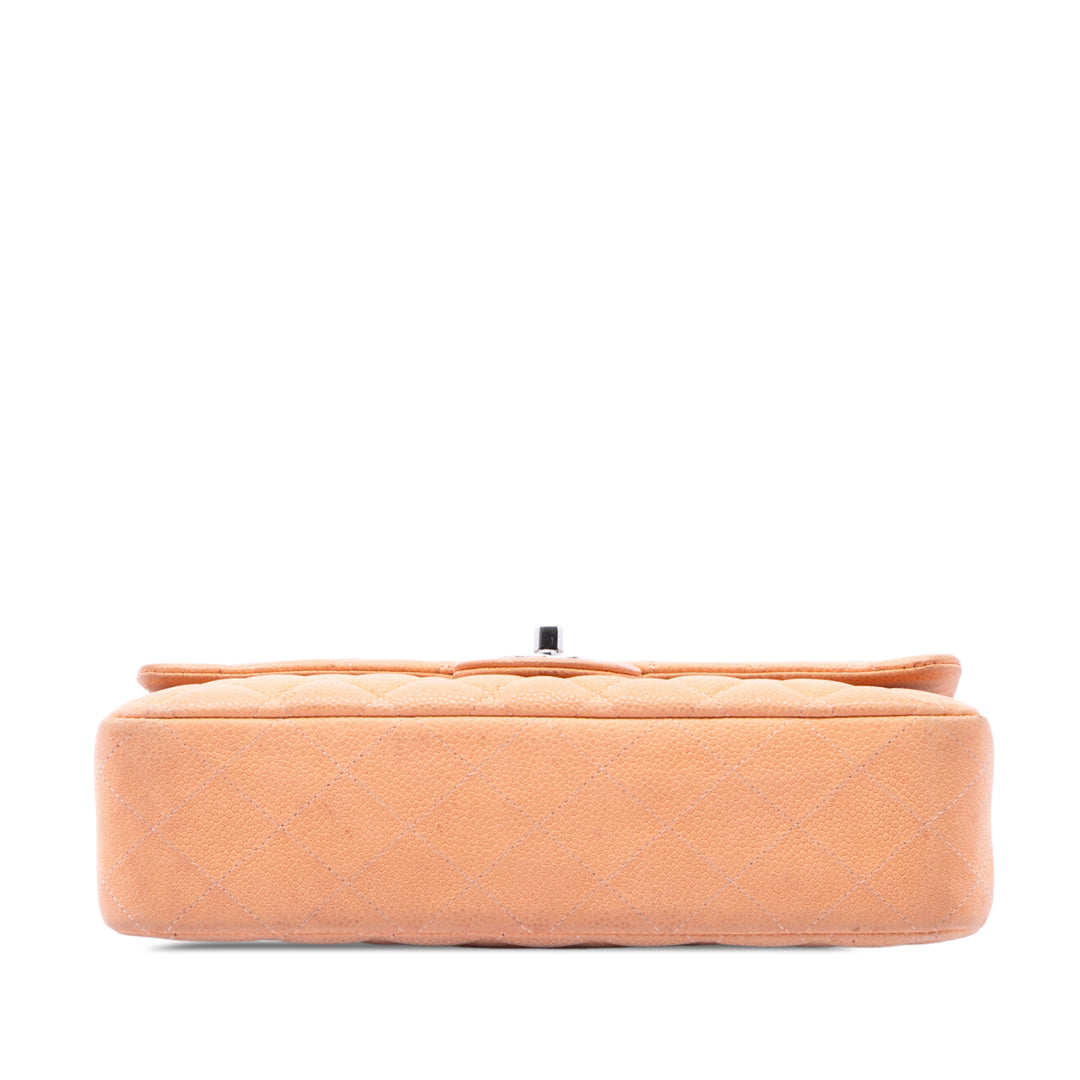 Classic Double rabat Moyen Cuir caviar Orange