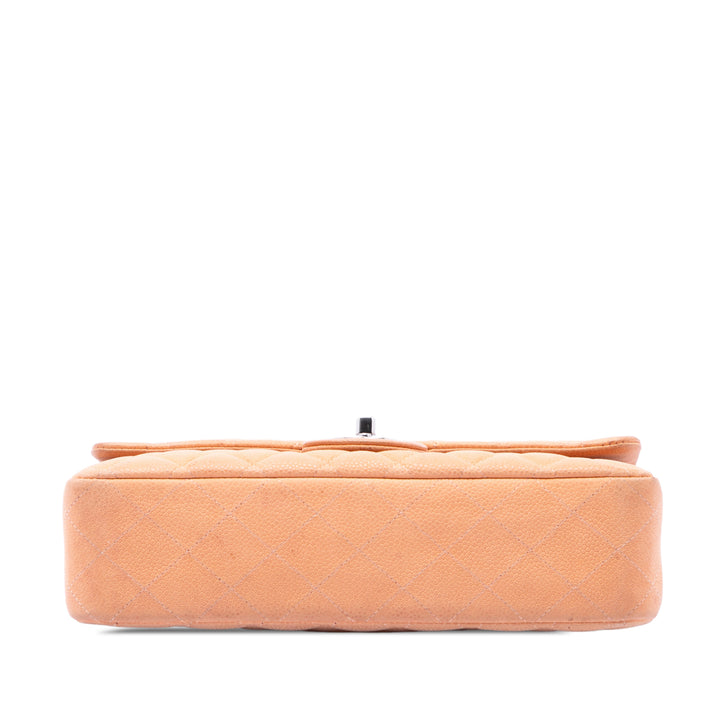 Classic Double rabat Moyen Cuir caviar Orange