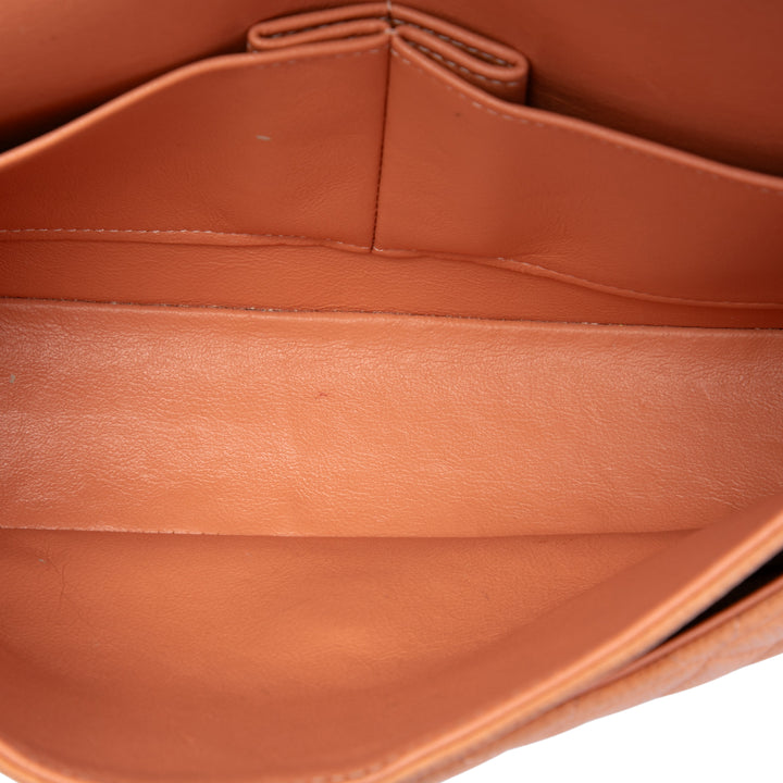 Classic Double rabat Moyen Cuir caviar Orange