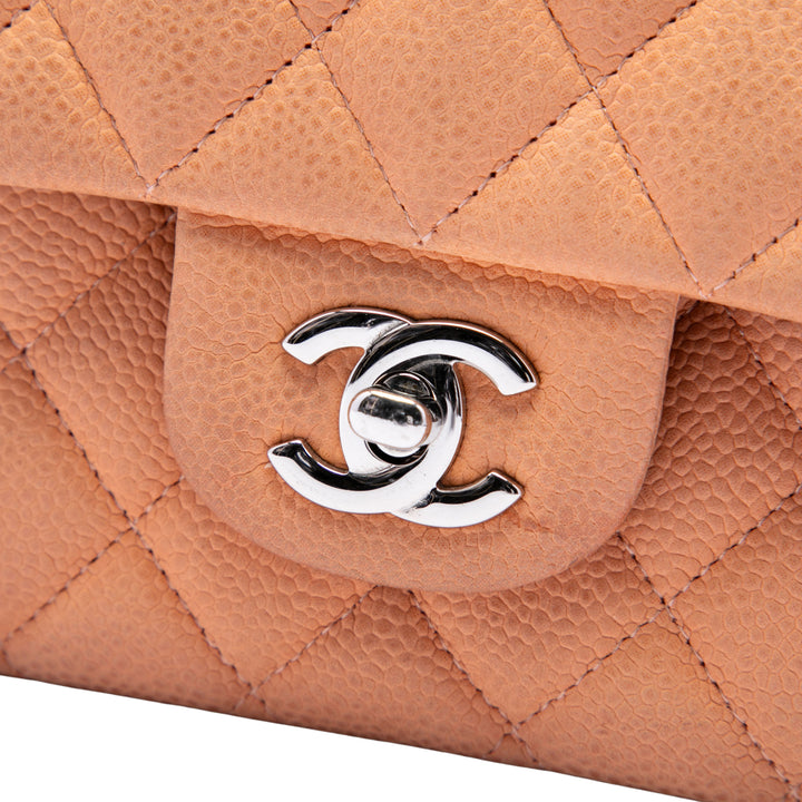 Classic Double rabat Moyen Cuir caviar Orange