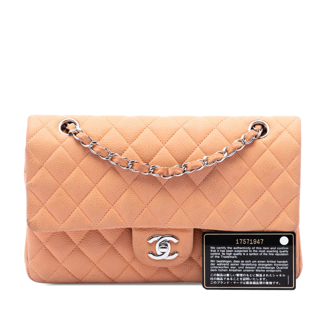 Classic Double rabat Moyen Cuir caviar Orange