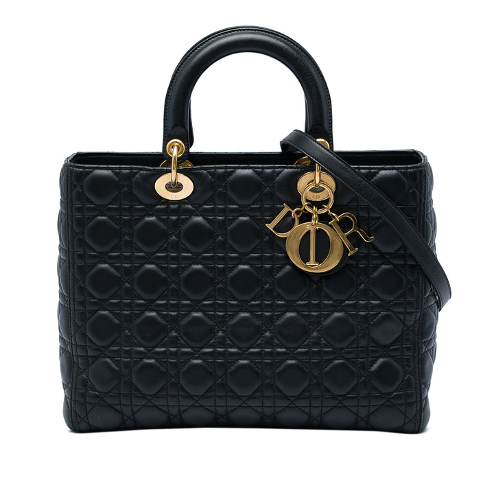 Lady Dior Cannage Grand Cuir d'agneau Noir