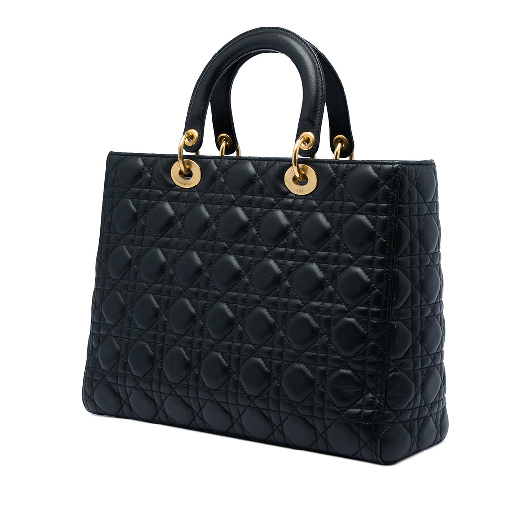 Lady Dior Cannage Grand Cuir d'agneau Noir