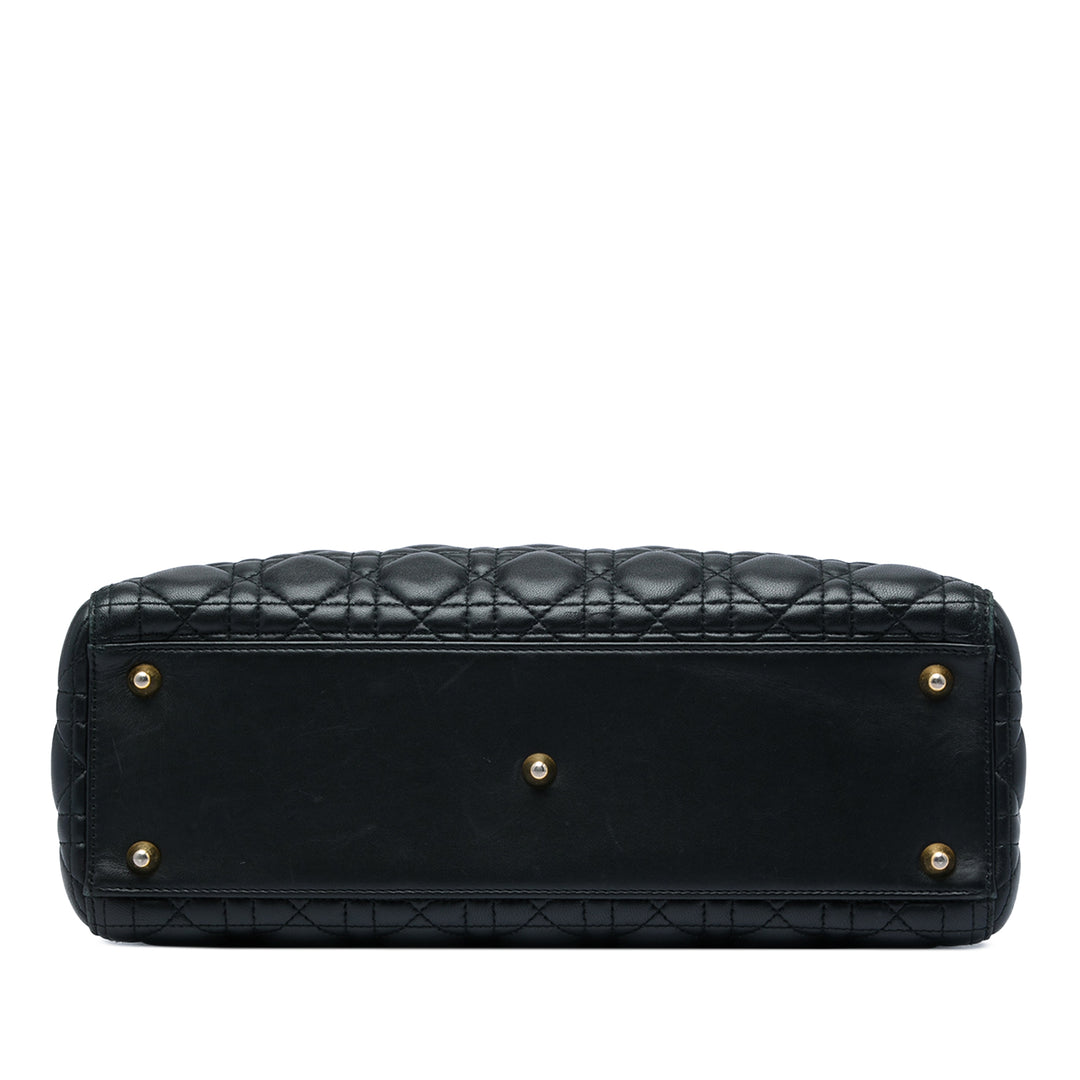 Lady Dior Cannage Grand Cuir d'agneau Noir