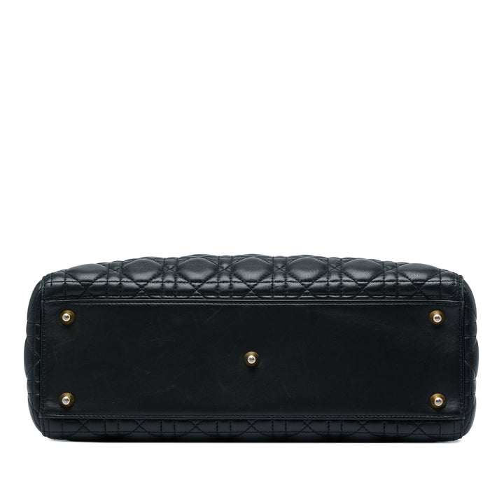 Lady Dior Cannage Grand Cuir d'agneau Noir