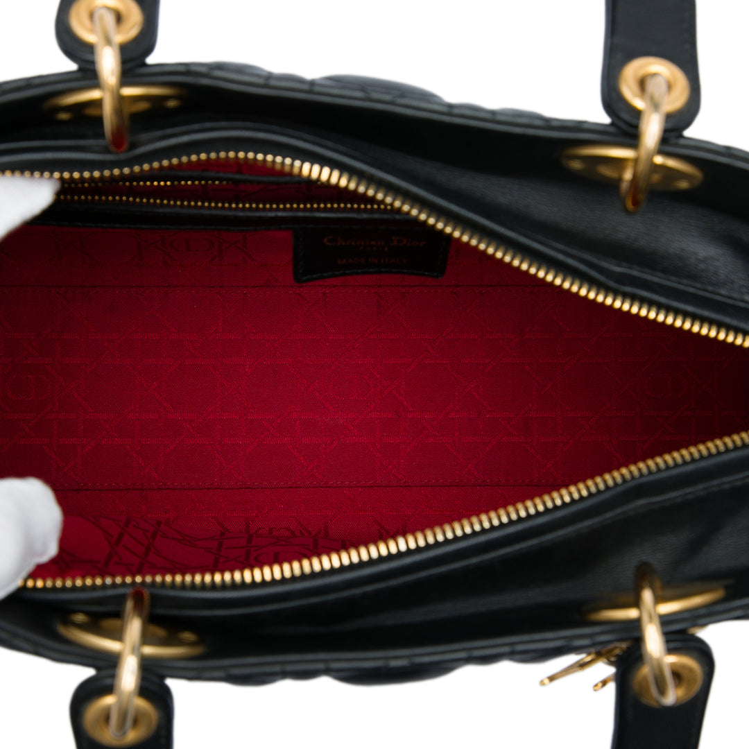 Lady Dior Cannage Grand Cuir d'agneau Noir