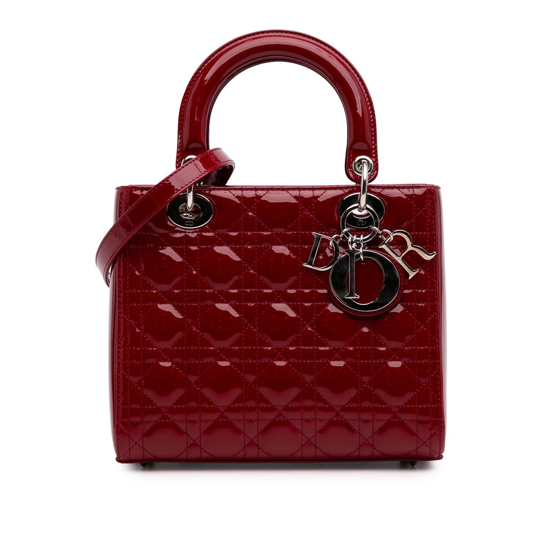 Medium Patent Cannage Lady Dior Red - Gaby Paris