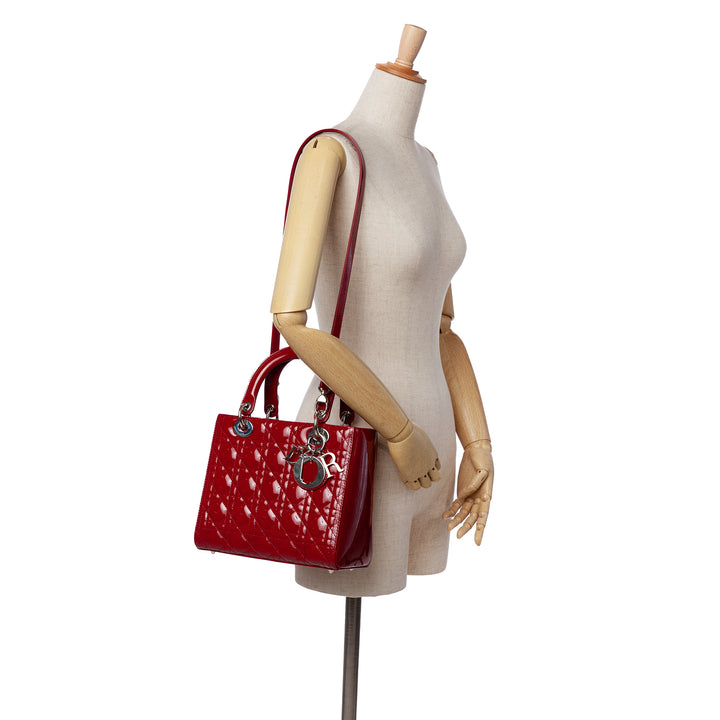 Medium Patent Cannage Lady Dior Red - Gaby Paris