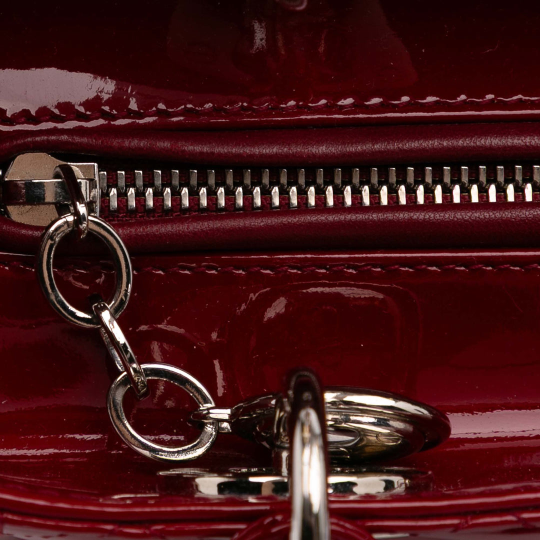 Medium Patent Cannage Lady Dior Red - Gaby Paris