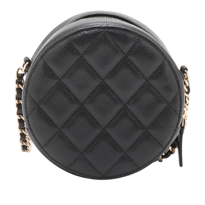 Chanel CC Matelassé Caviar Rond Pochette avec chaîne