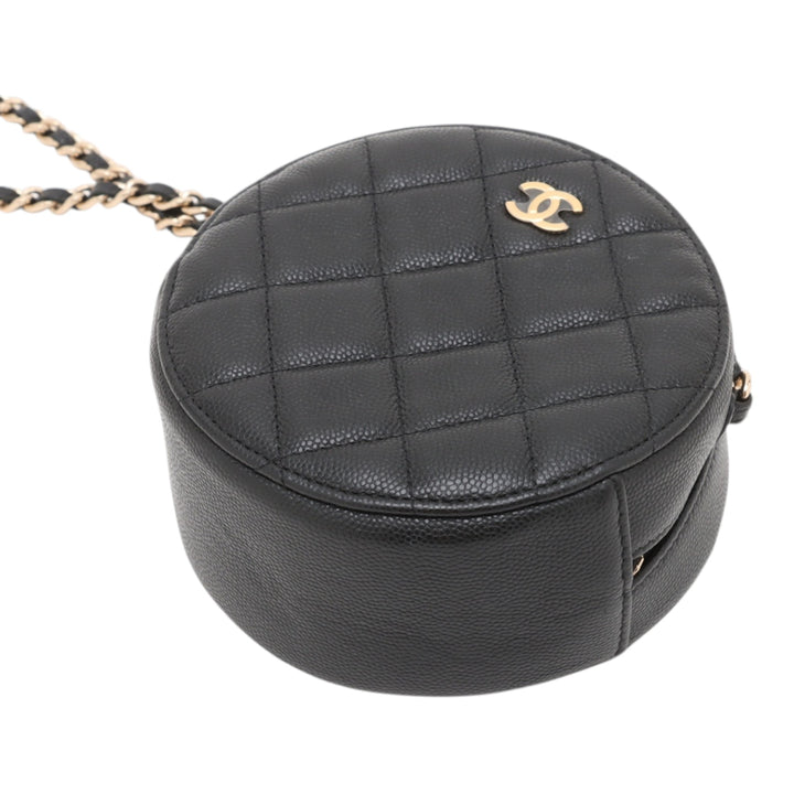 Chanel CC Matelassé Caviar Rond Pochette avec chaîne