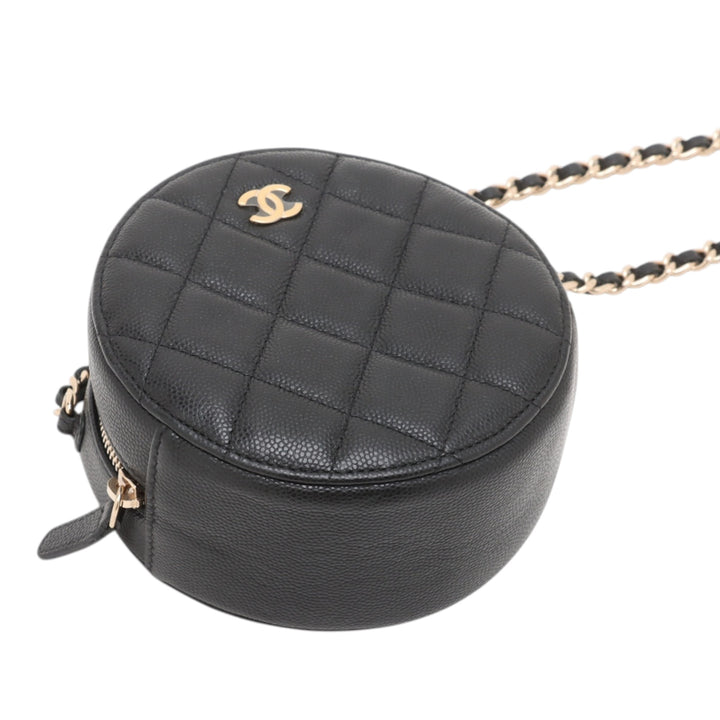 Chanel CC Matelassé Caviar Rond Pochette avec chaîne