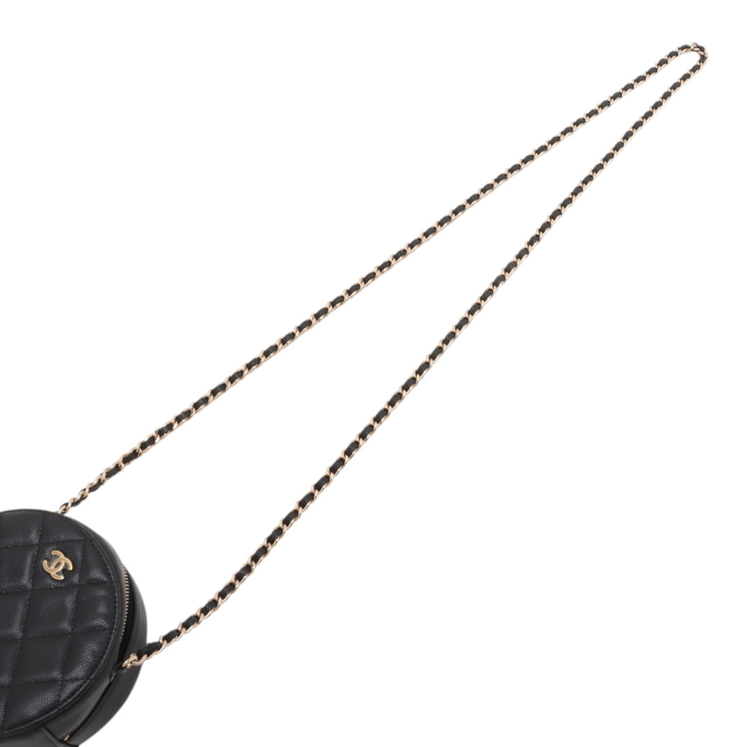 Chanel CC Matelassé Caviar Rond Pochette avec chaîne