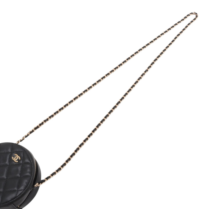 Chanel CC Matelassé Caviar Rond Pochette avec chaîne