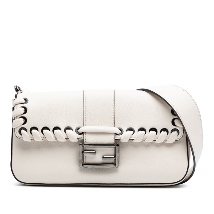 Fendi Whipstitch Baguette Sac Blanc – vue principale – GABY PARIS