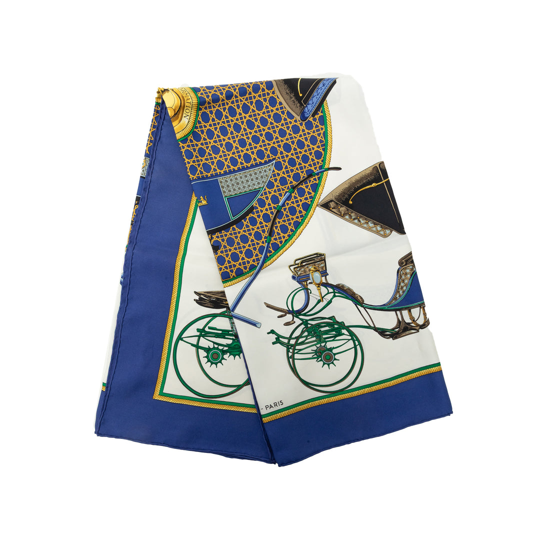 Hermès Les Voitures a Transformation Foulard 90 Blanc – vue principale – GABY PARIS