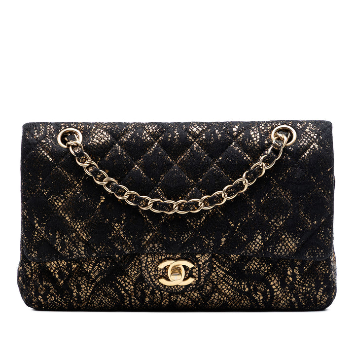 Chanel Medium Matelassé Chevre et Lace Classic Double rabat