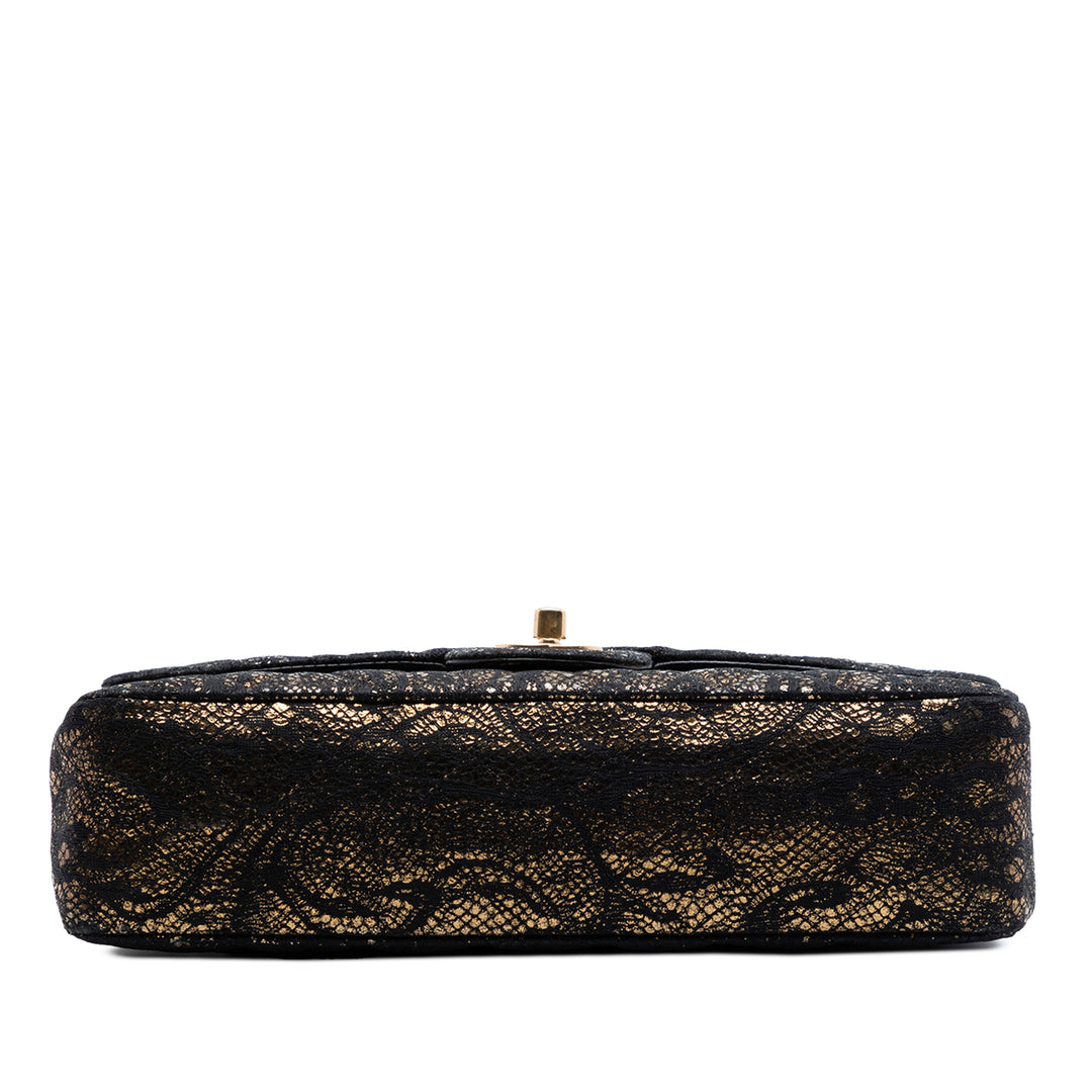 Chanel Medium Matelassé Chevre et Lace Classic Double rabat