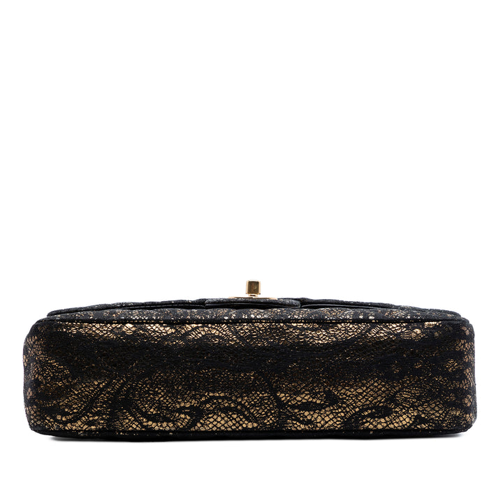 Chanel Medium Matelassé Chevre et Lace Classic Double rabat