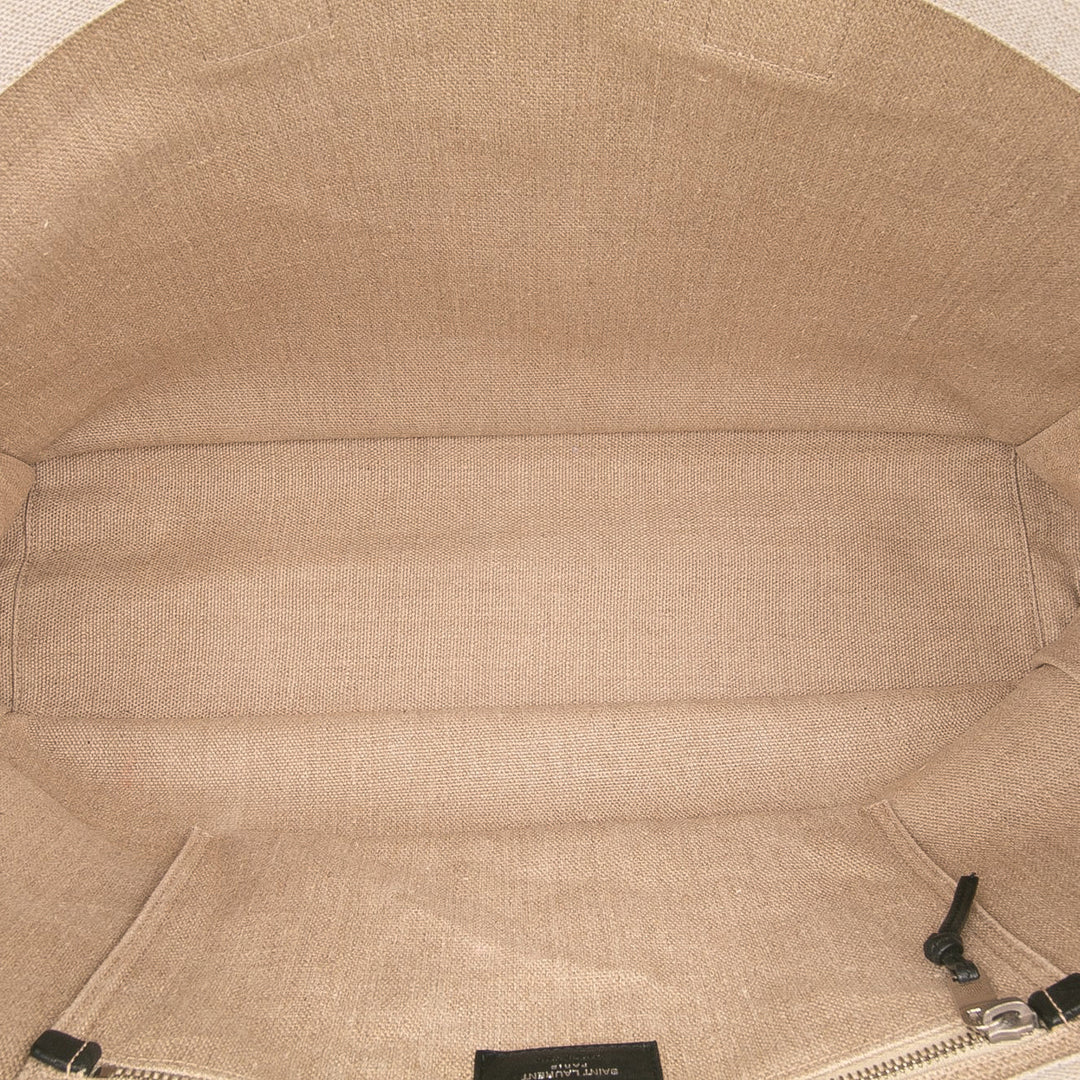 Saint Laurent Toile Rive Gauche Cabas Marron