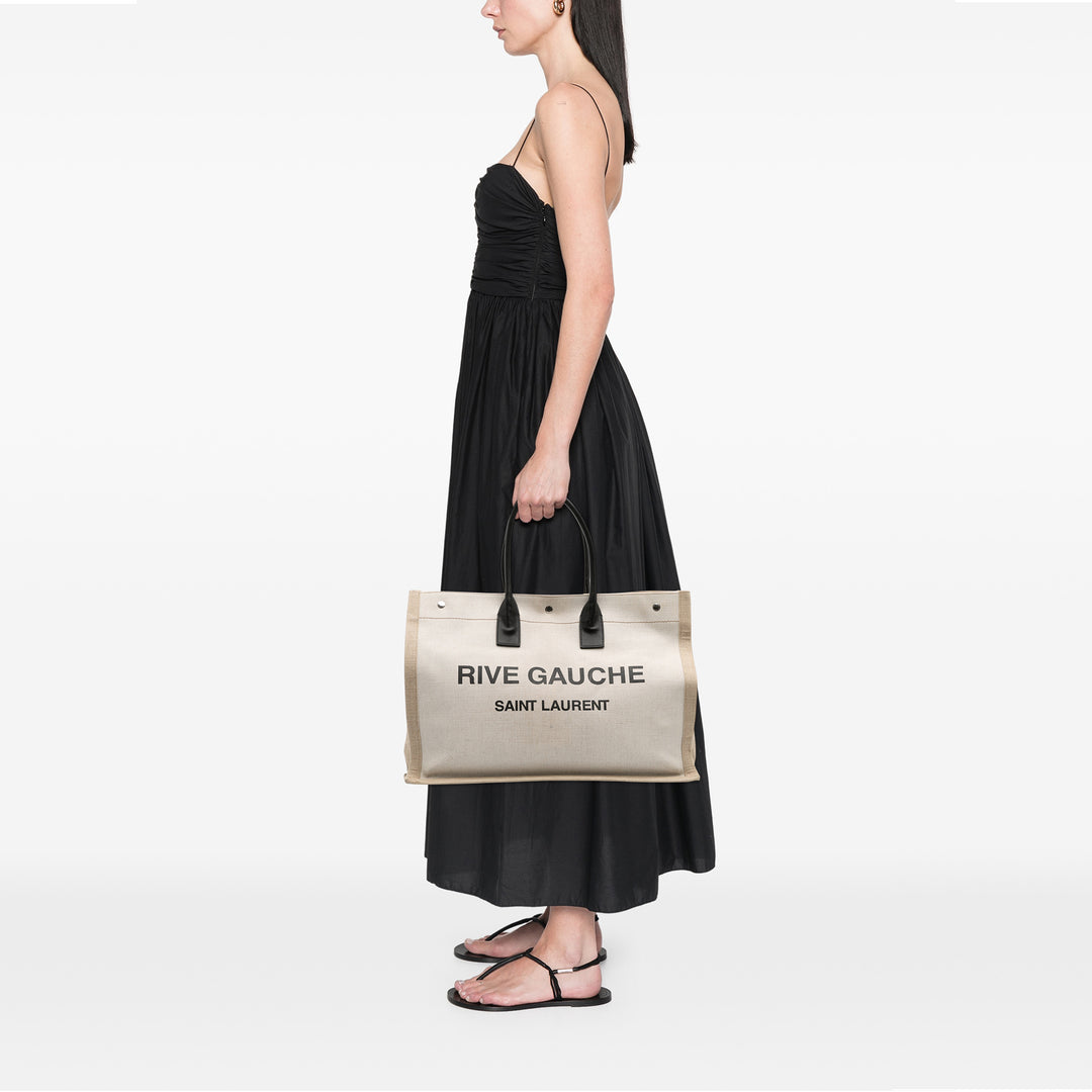 Saint Laurent Toile Rive Gauche Cabas Marron