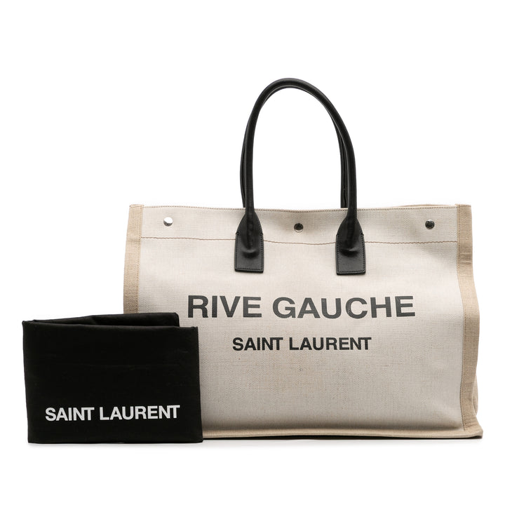 Saint Laurent Toile Rive Gauche Cabas Marron