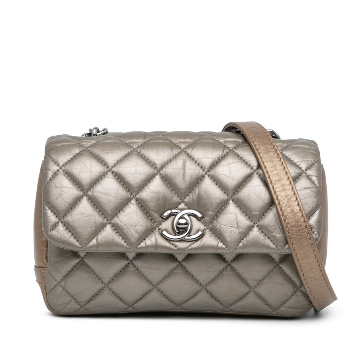 Chanel Mini Quilted Metallic Calfskin Lady Pearly Flap Brown - GABY PARIS