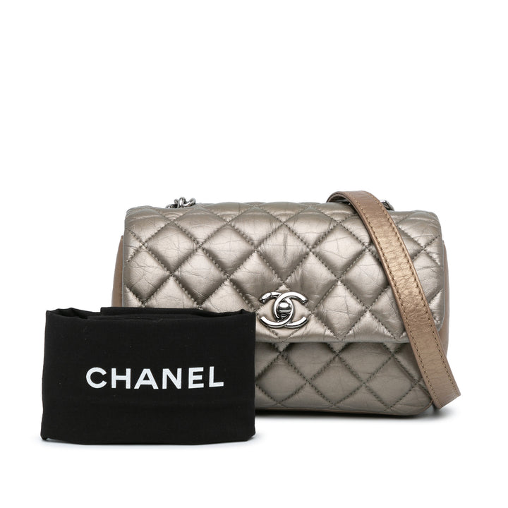 Chanel Mini Quilted Metallic Calfskin Lady Pearly Flap Brown - GABY PARIS