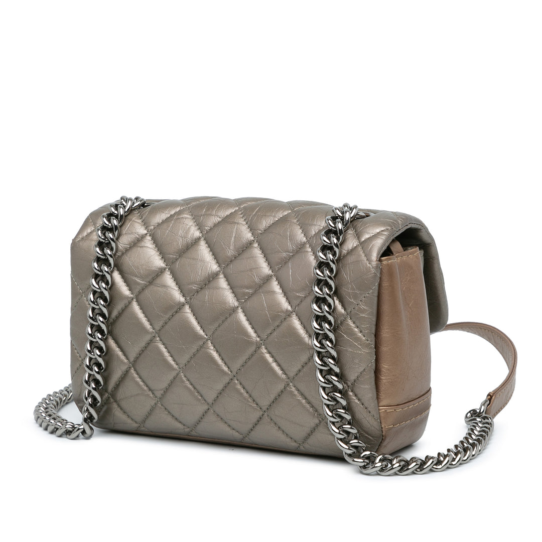 Chanel Mini Quilted Metallic Calfskin Lady Pearly Flap Brown - GABY PARIS