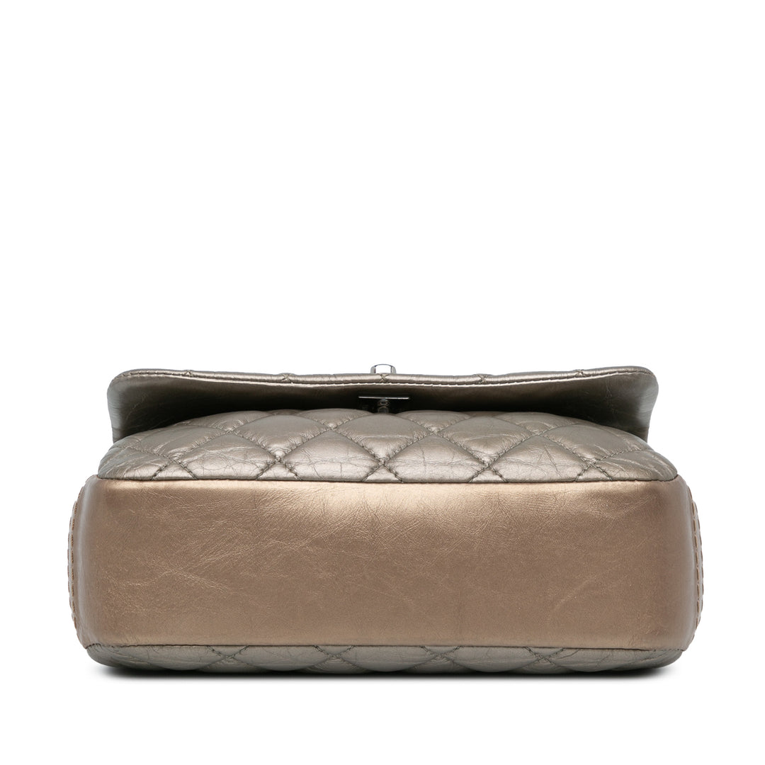 Mini Quilted Metallic Calfskin Lady Pearly Flap Brown - Gaby Paris