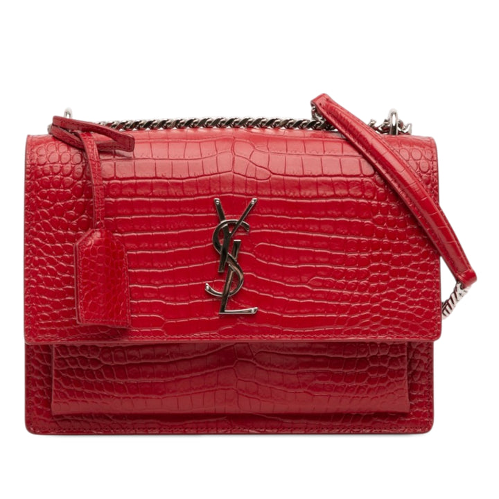 Saint Laurent Medium Croc embossé Cuir Monogram Sunset Sac porté croisé