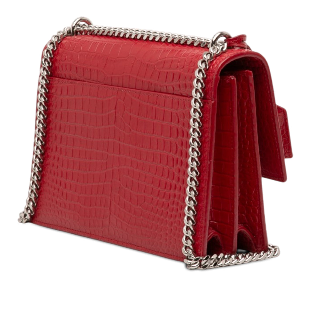 Saint Laurent Medium Croc embossé Cuir Monogram Sunset Sac porté croisé