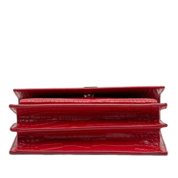 Saint Laurent Medium Croc embossé Cuir Monogram Sunset Sac porté croisé