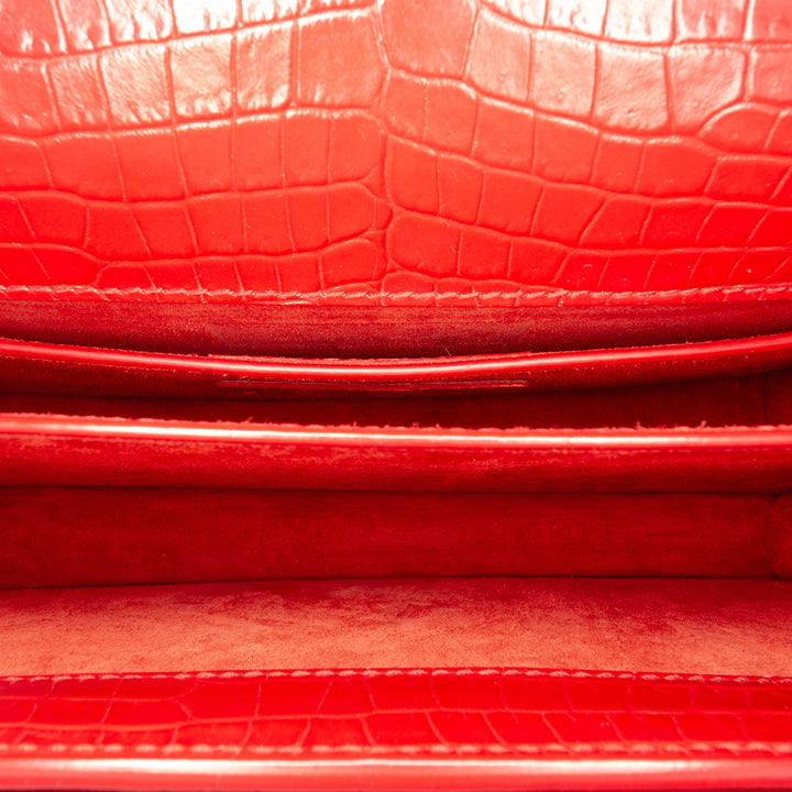 Saint Laurent Medium Croc embossé Cuir Monogram Sunset Sac porté croisé