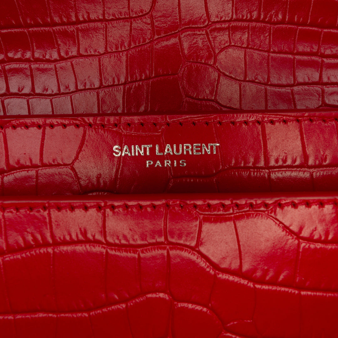 Saint Laurent Medium Croc embossé Cuir Monogram Sunset Sac porté croisé