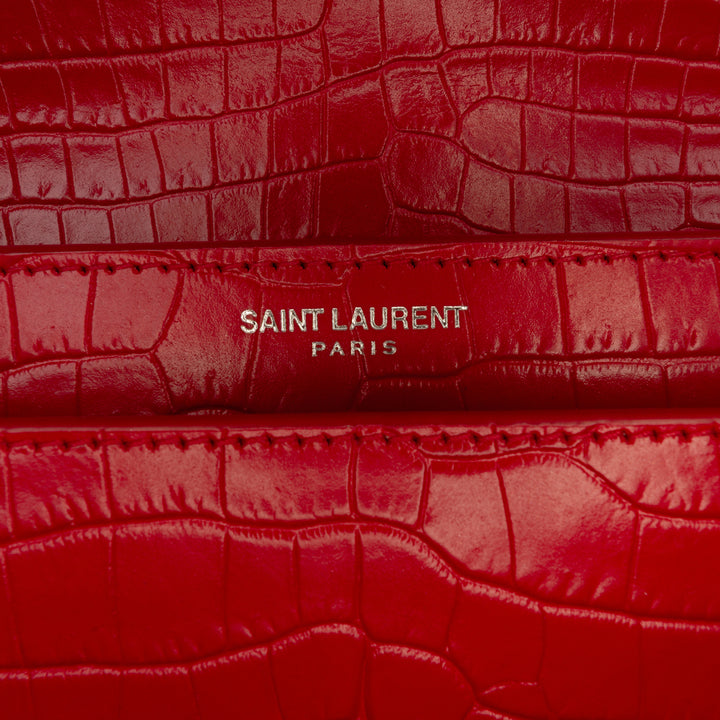 Saint Laurent Medium Croc embossé Cuir Monogram Sunset Sac porté croisé