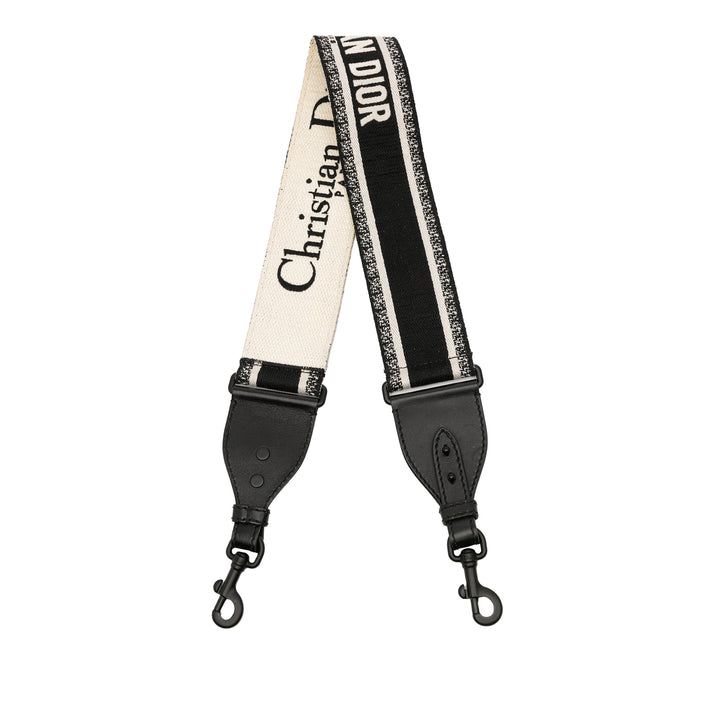 Dior Toile Logo Embroidered Shoulder Strap Noir
