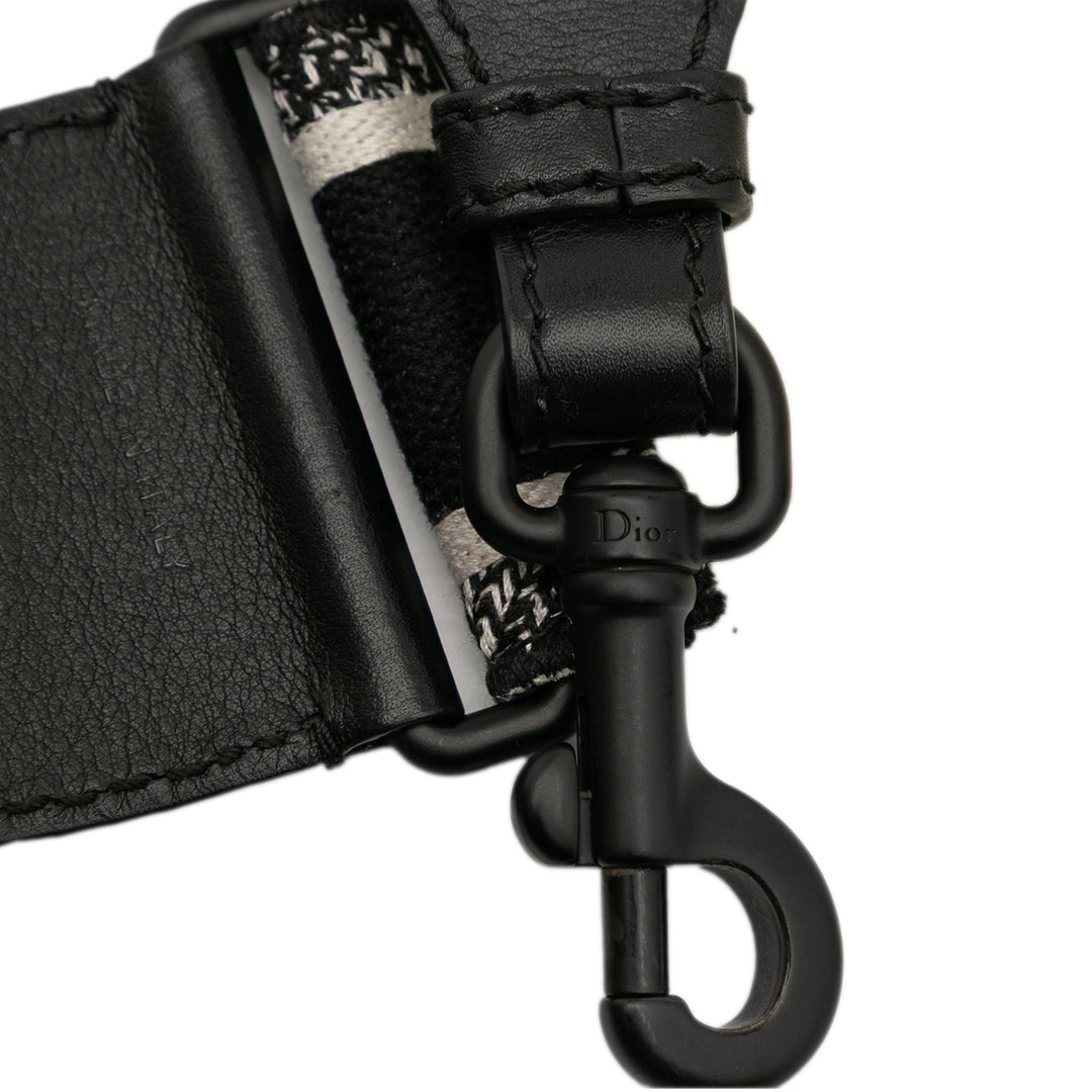 Dior Toile Logo Embroidered Shoulder Strap Noir