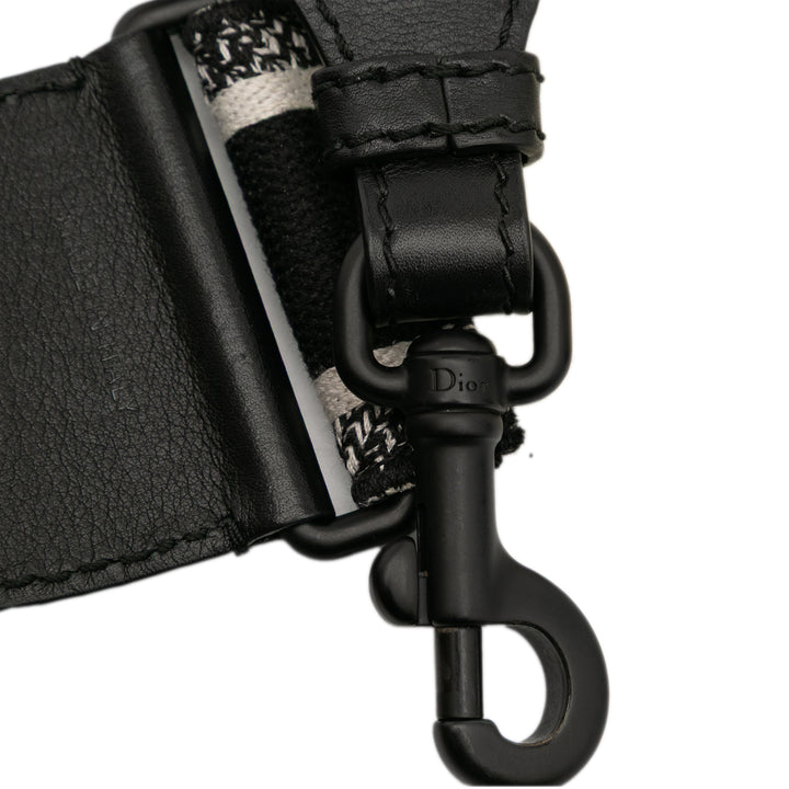 Dior Toile Logo Embroidered Shoulder Strap Noir