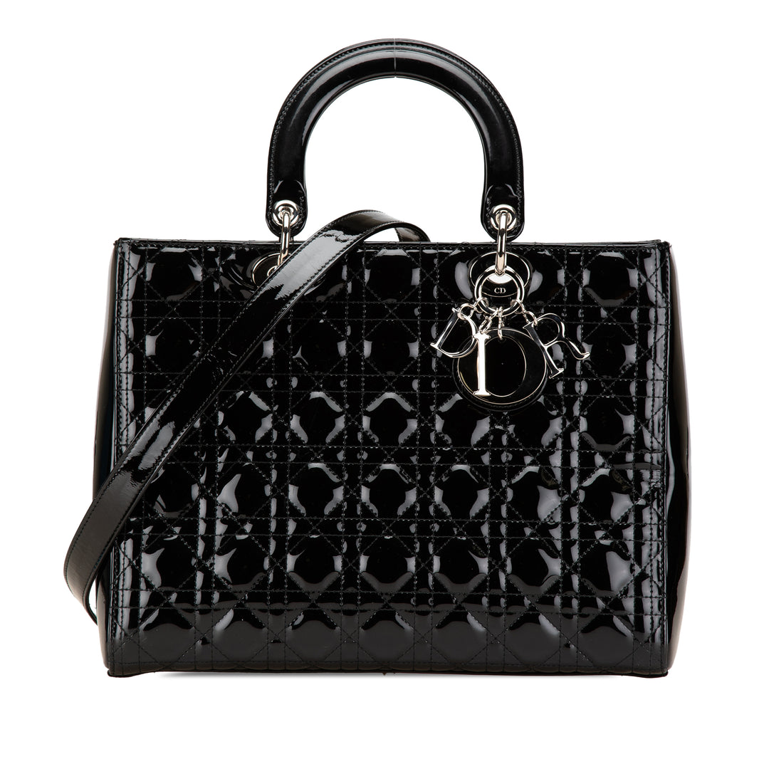 Dior Large Cuir verni Cannage Lady Dior